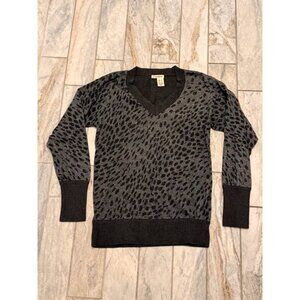 NEW DKNY Jeans women's small black/silver leopard shimmer sweater Retails $79.99